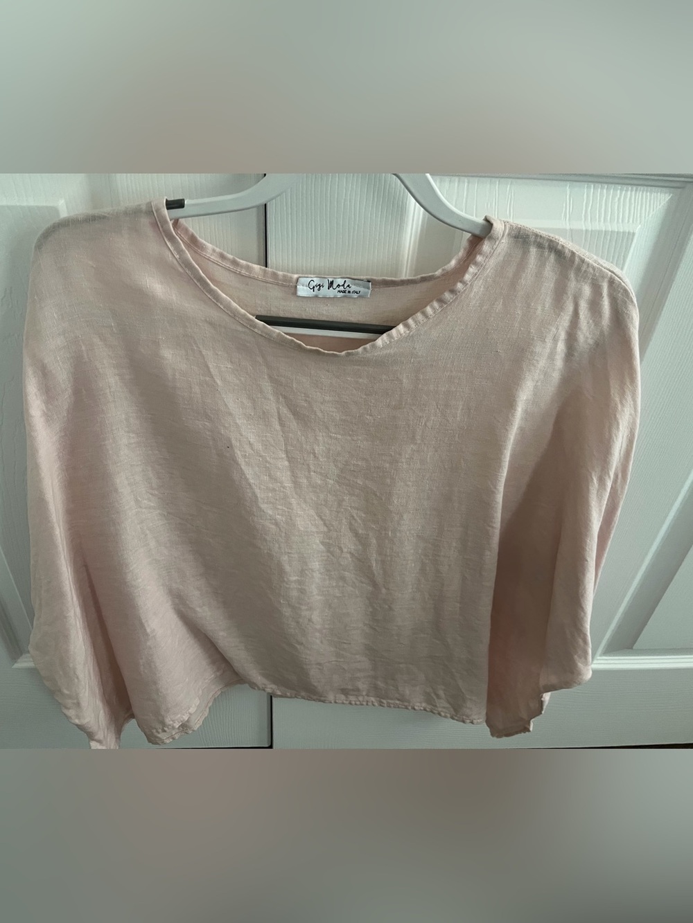 Gigi Moda. Light pink linen top, Made in Italy, One size,